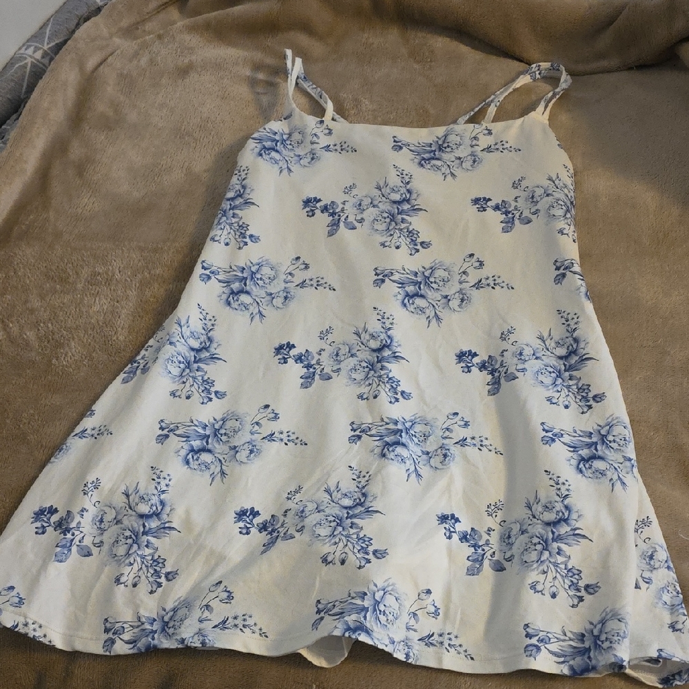 Floral Blue and White Dress
